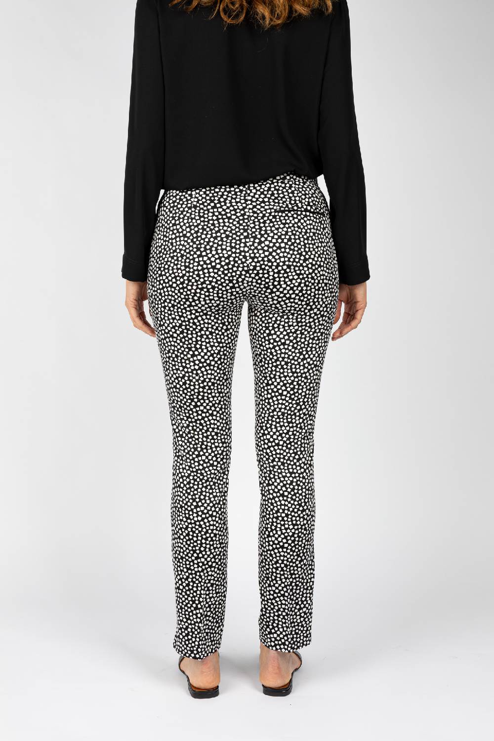 L.Pucci Pantaloni Da Donna Nero Linea Dritta Spacchetti Al Fondo