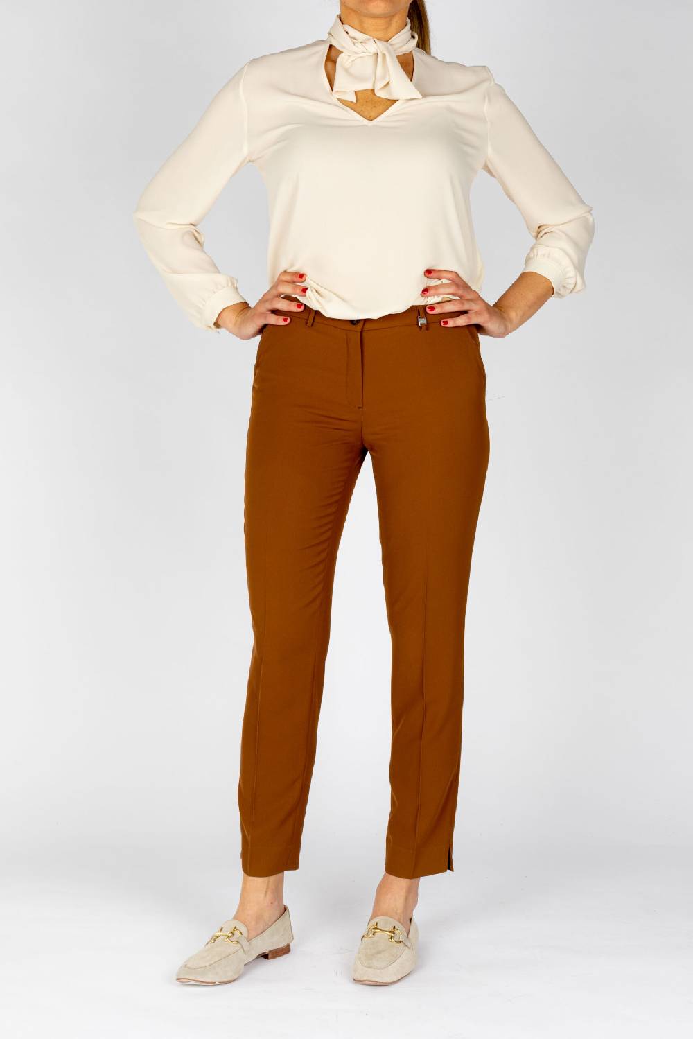 L.Pucci Pantaloni Gamba Morbida Colore Biscotto Tessuto Cady