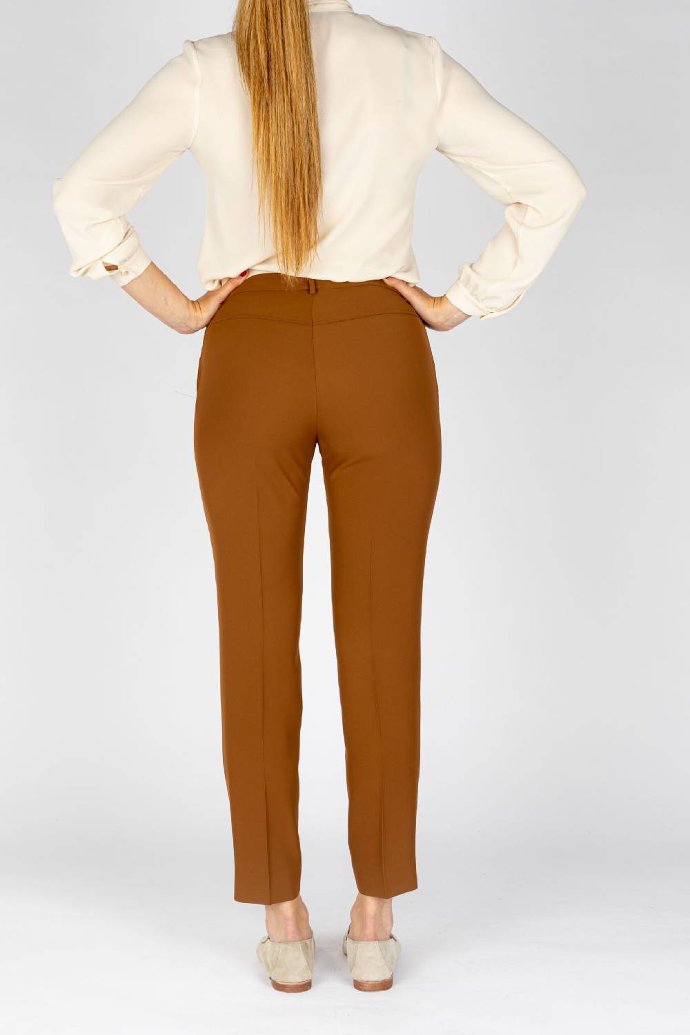 L.Pucci Pantaloni Gamba Morbida Colore Biscotto Tessuto Cady