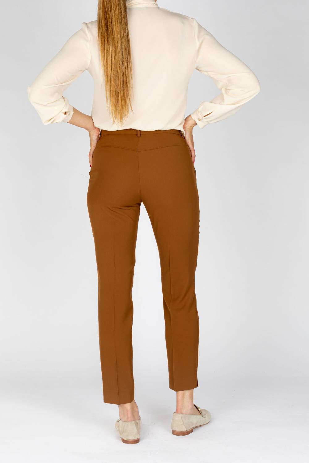 L.Pucci Pantaloni Gamba Morbida Colore Biscotto Tessuto Cady