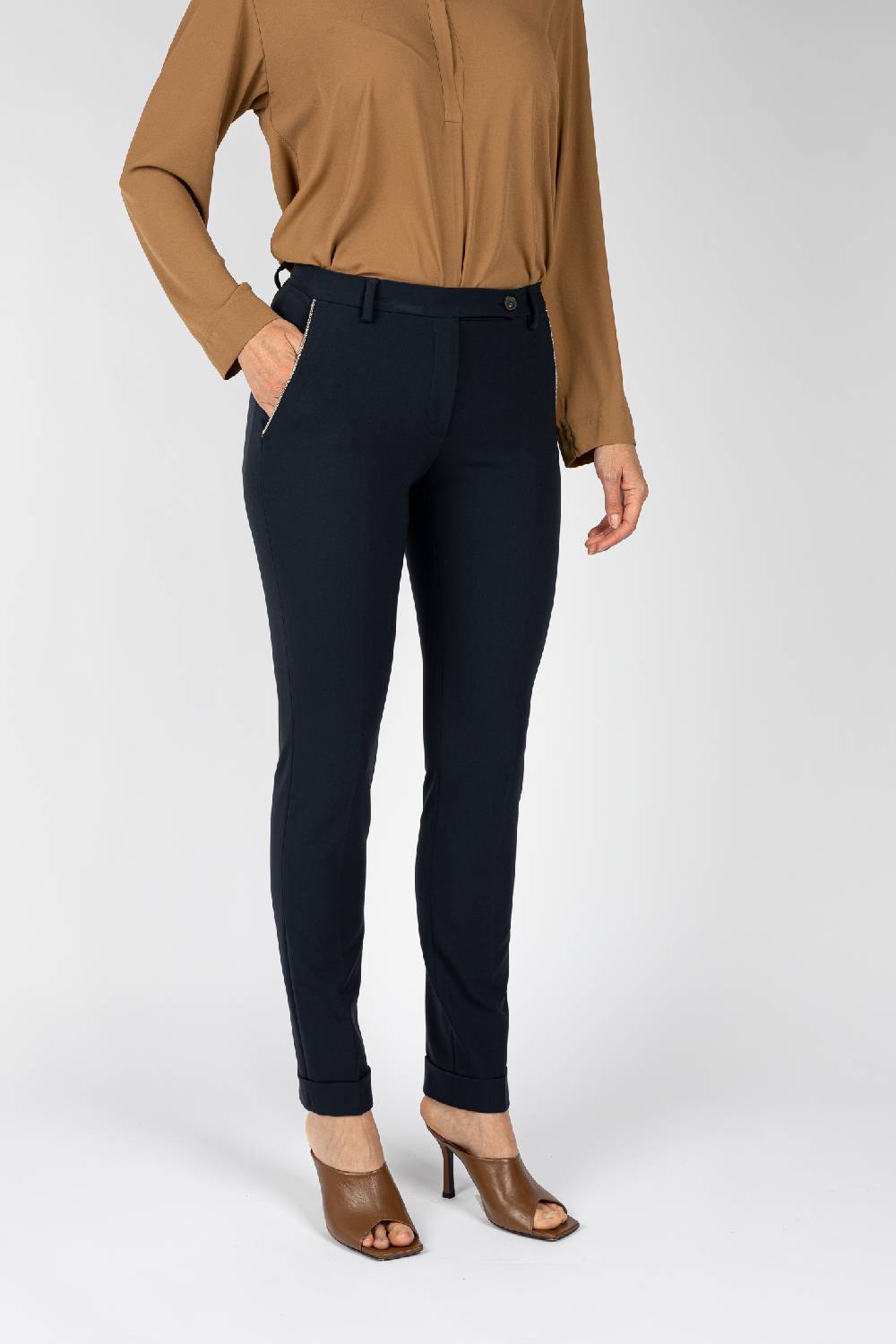 L.Pucci Pantaloni Gamba Regolare Con Rovescia Colore Blu