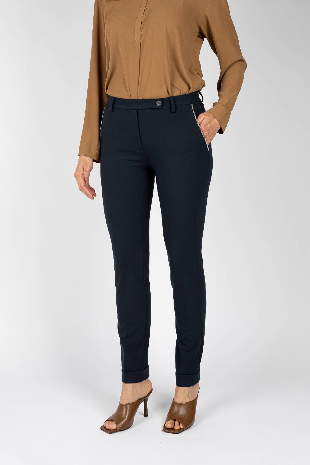 L.Pucci Pantaloni Gamba Regolare Con Rovescia Colore Blu