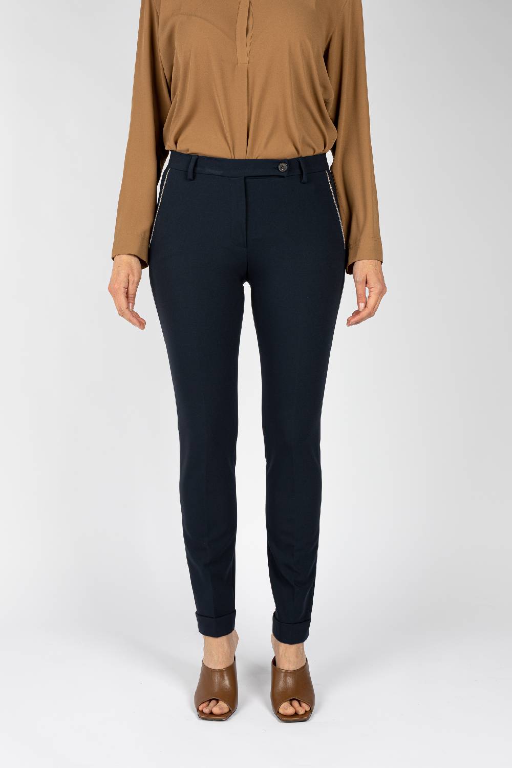 L.Pucci Pantaloni gamba regolare con rovescia colore blu