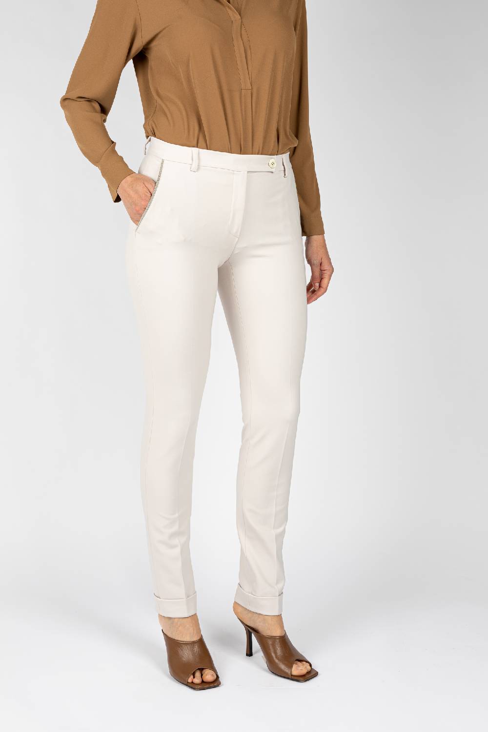 L.Pucci Pantaloni Gamba Regolare Con Rovescia Colore Ghiaccio