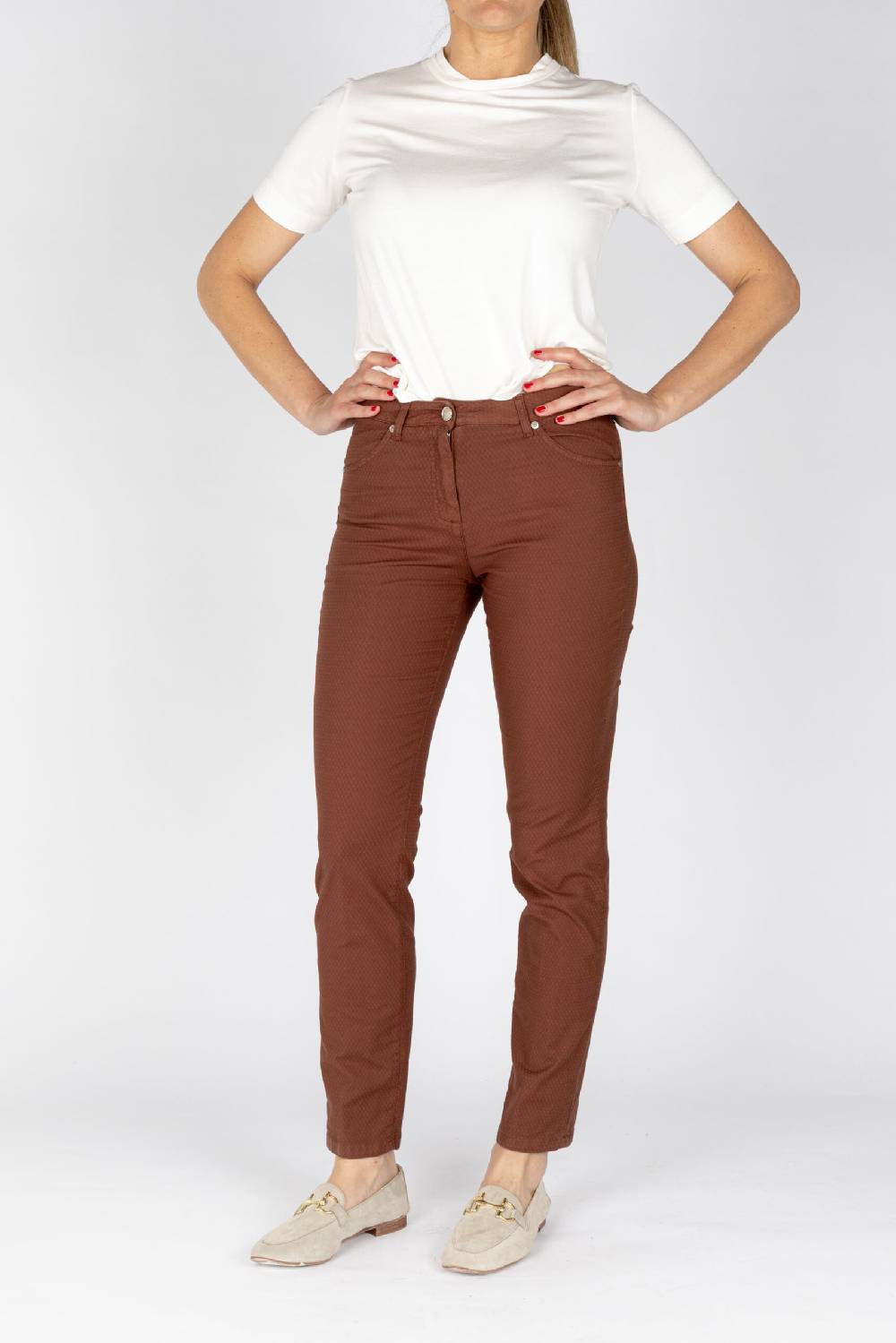 L.Pucci Pantaloni Jeans Colore Biscotto Tessuto Cotone Armaturato