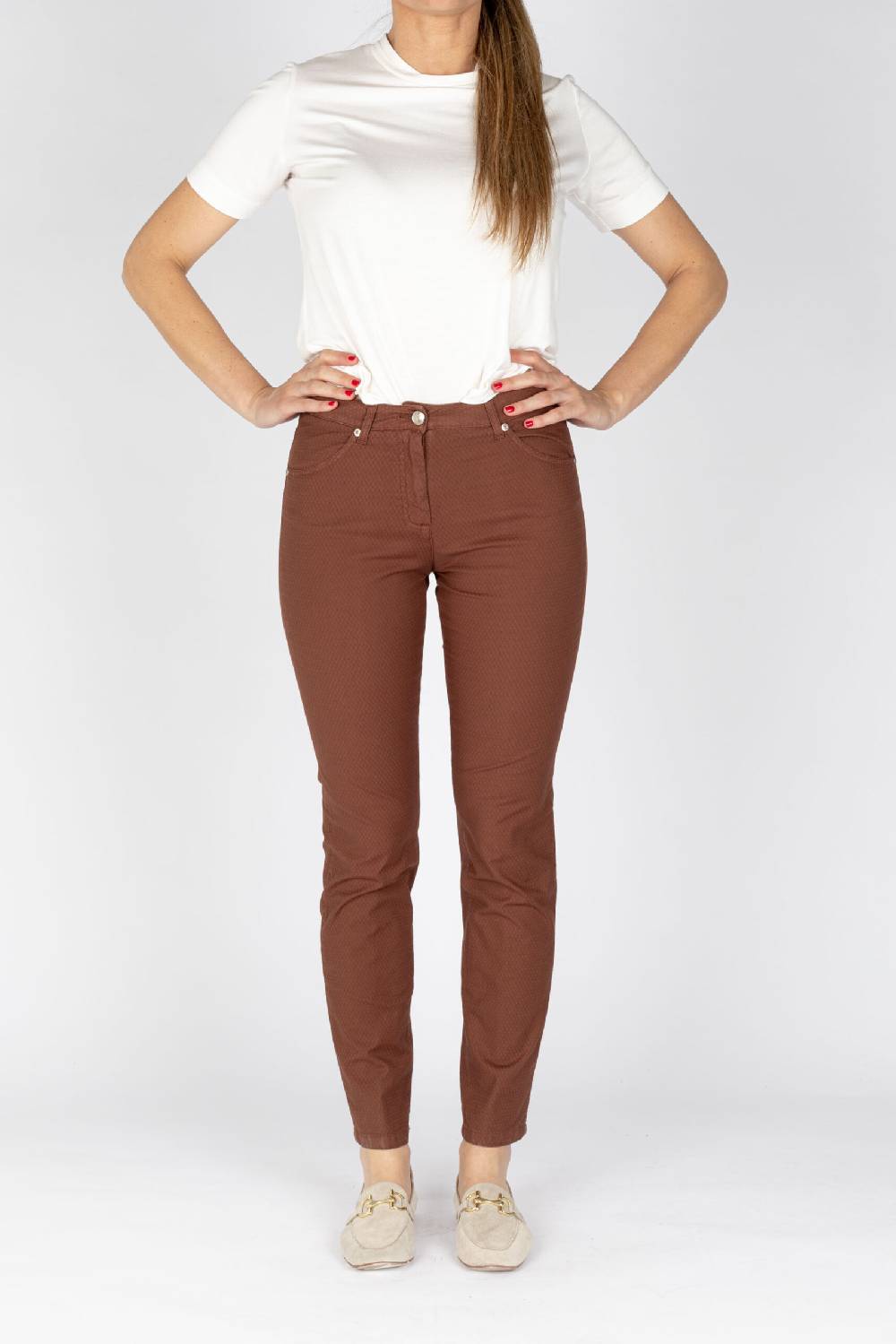 L.Pucci Pantaloni jeans colore biscotto tessuto cotone armaturato