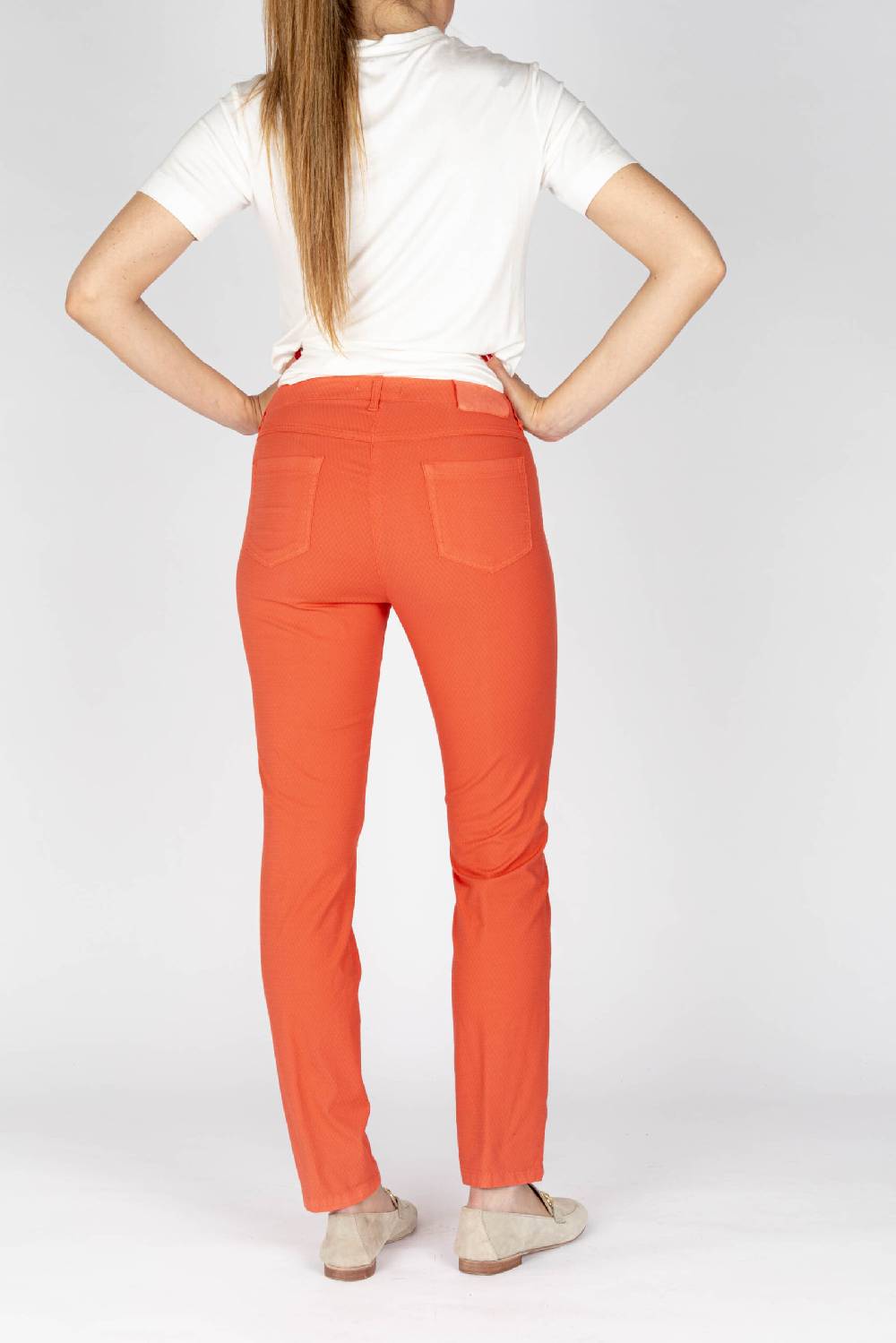 L.Pucci Pantaloni Jeans Colore Corallo Tessuto Cotone Armaturato