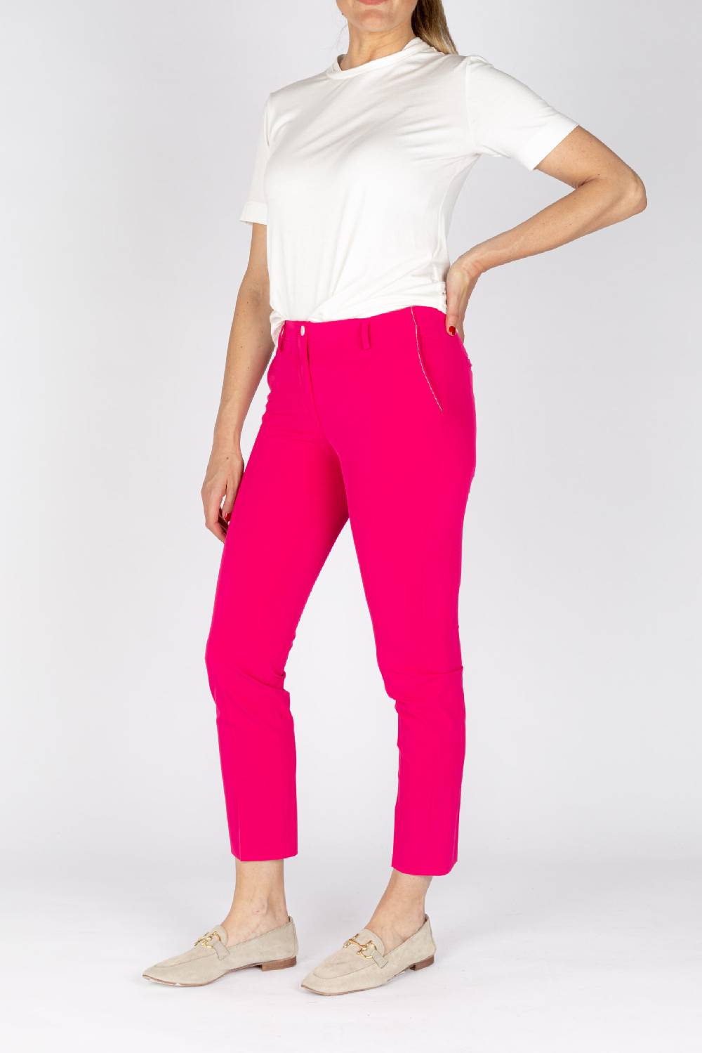 L.Pucci Pantaloni Modello Gamba Stretta Tessuto Tecnico Stretch Colore Fucsia