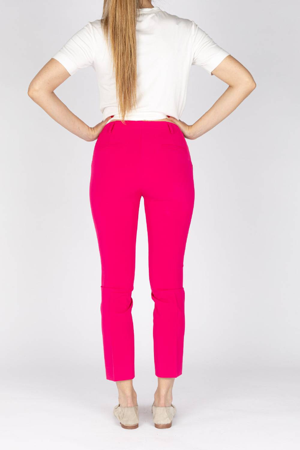 L.Pucci Pantaloni Modello Gamba Stretta Tessuto Tecnico Stretch Colore Fucsia