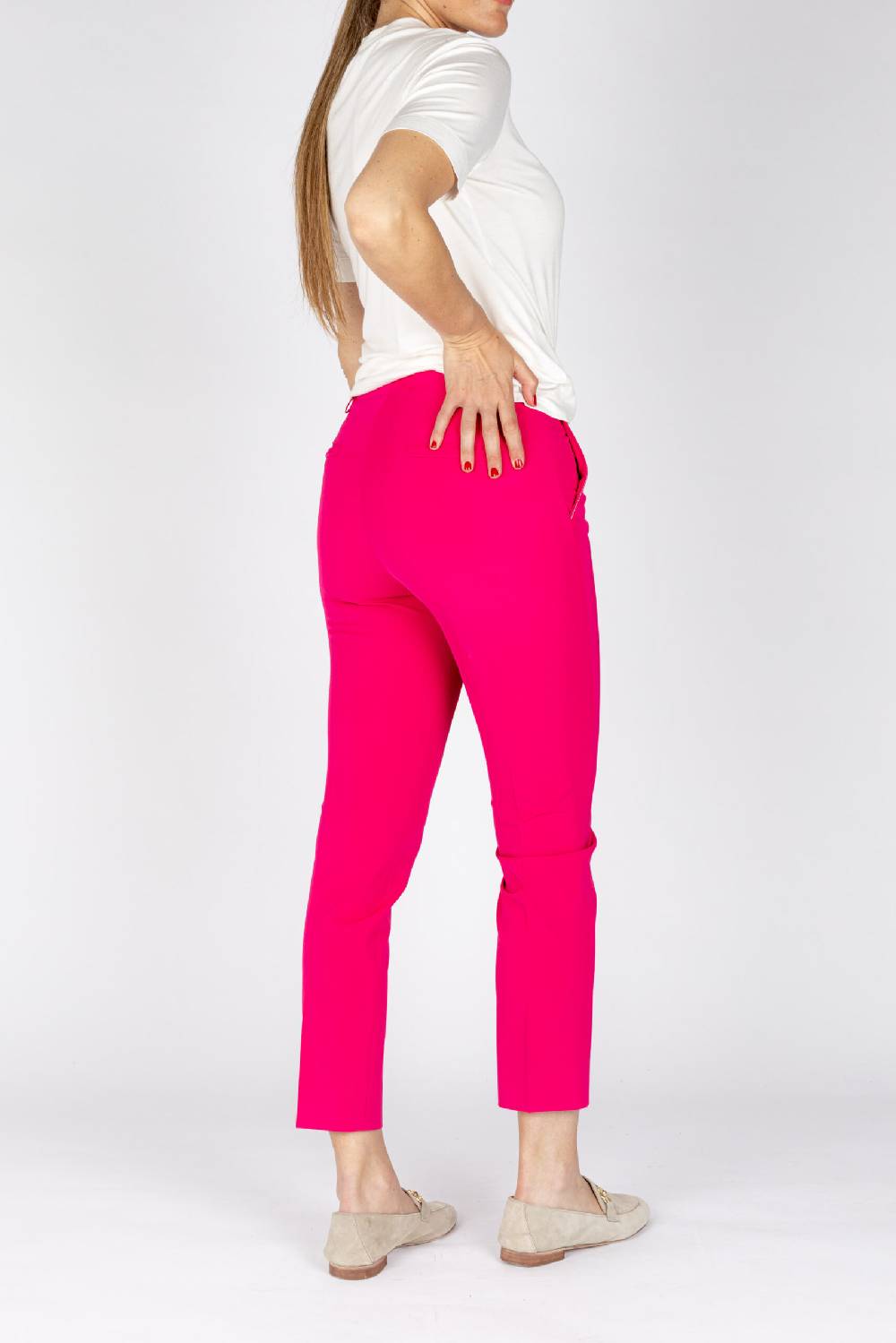 L.Pucci Pantaloni Modello Gamba Stretta Tessuto Tecnico Stretch Colore Fucsia