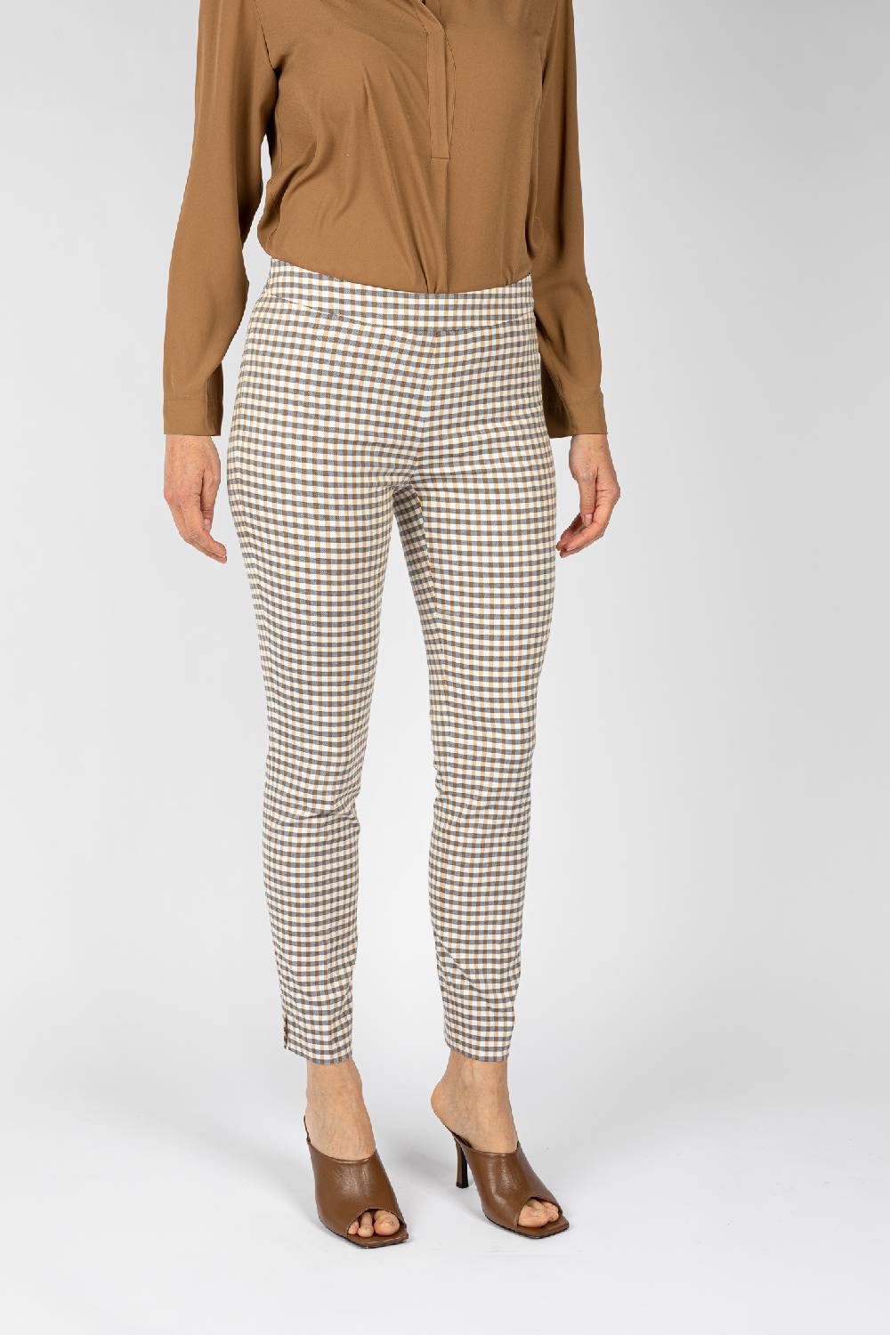 L.Pucci Pantaloni Tessuto Disegno Quadretto Colore Blu, Linea A Sigaretta