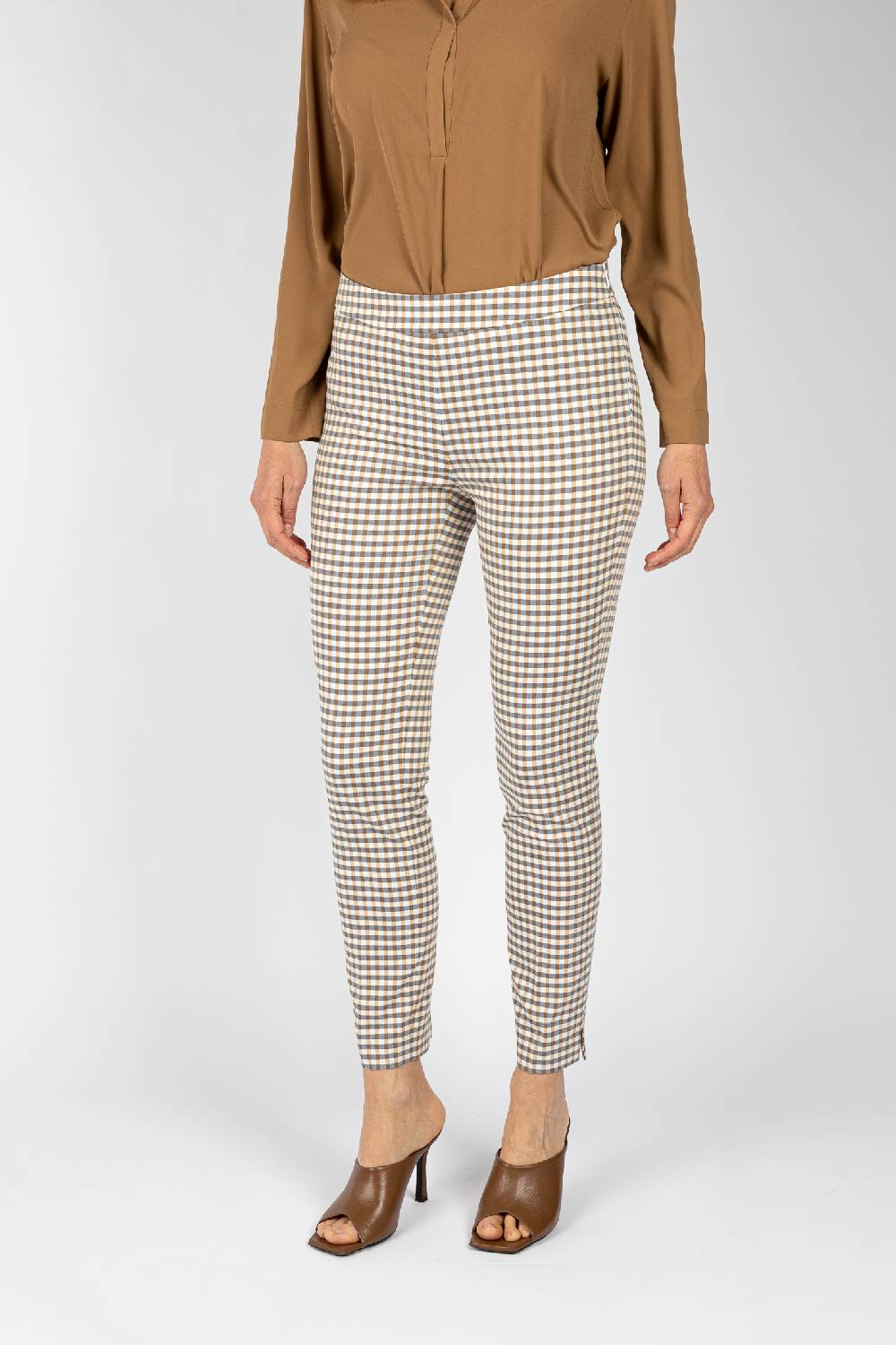 L.Pucci Pantaloni Tessuto Disegno Quadretto Colore Blu, Linea A Sigaretta