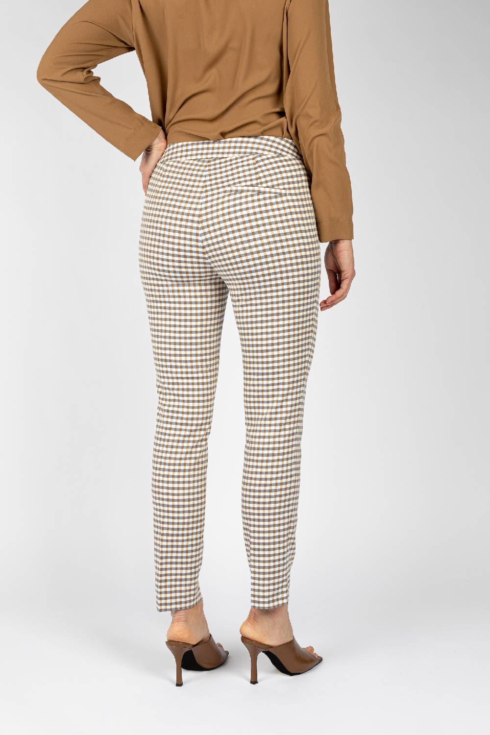 L.Pucci Pantaloni Tessuto Disegno Quadretto Colore Blu, Linea A Sigaretta