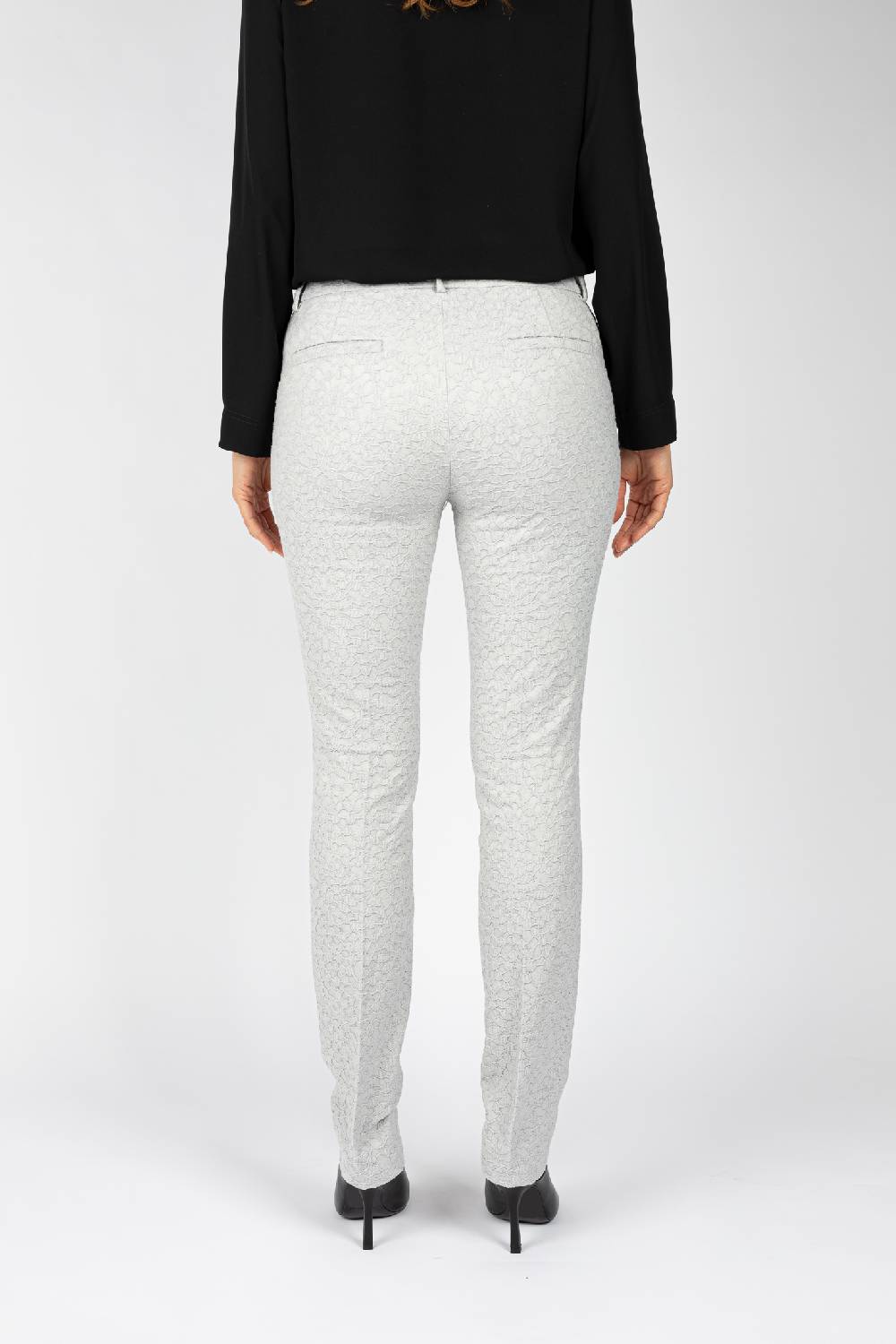 L.Pucci Pantaloni Tessuto Jacquard Colore Ghiaccio, Gamba Regolare