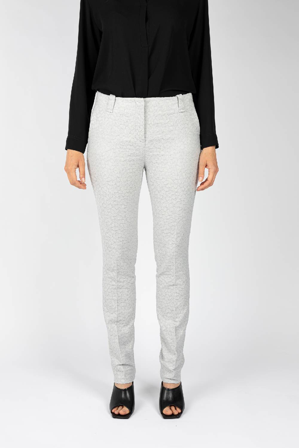 L.Pucci Pantaloni tessuto jacquard colore ghiaccio, gamba regolare