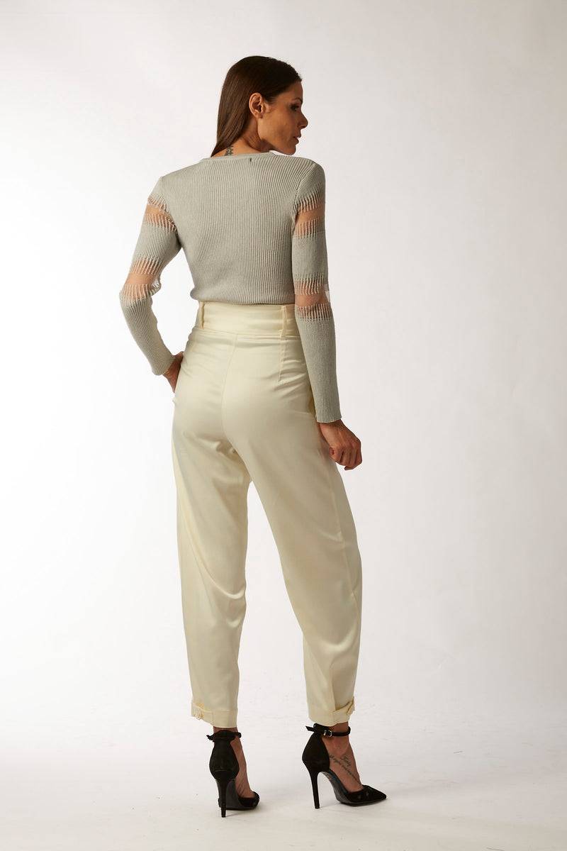 La Kore CITTA DEL CAPO Pleate Pants With Bottom Belt