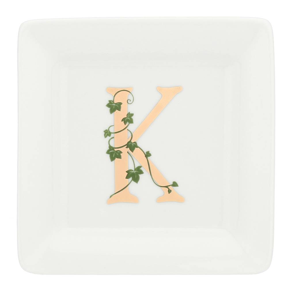 La Porcellana Bianca Gift box Piattino Quadrato con lettera 'K' Adorato