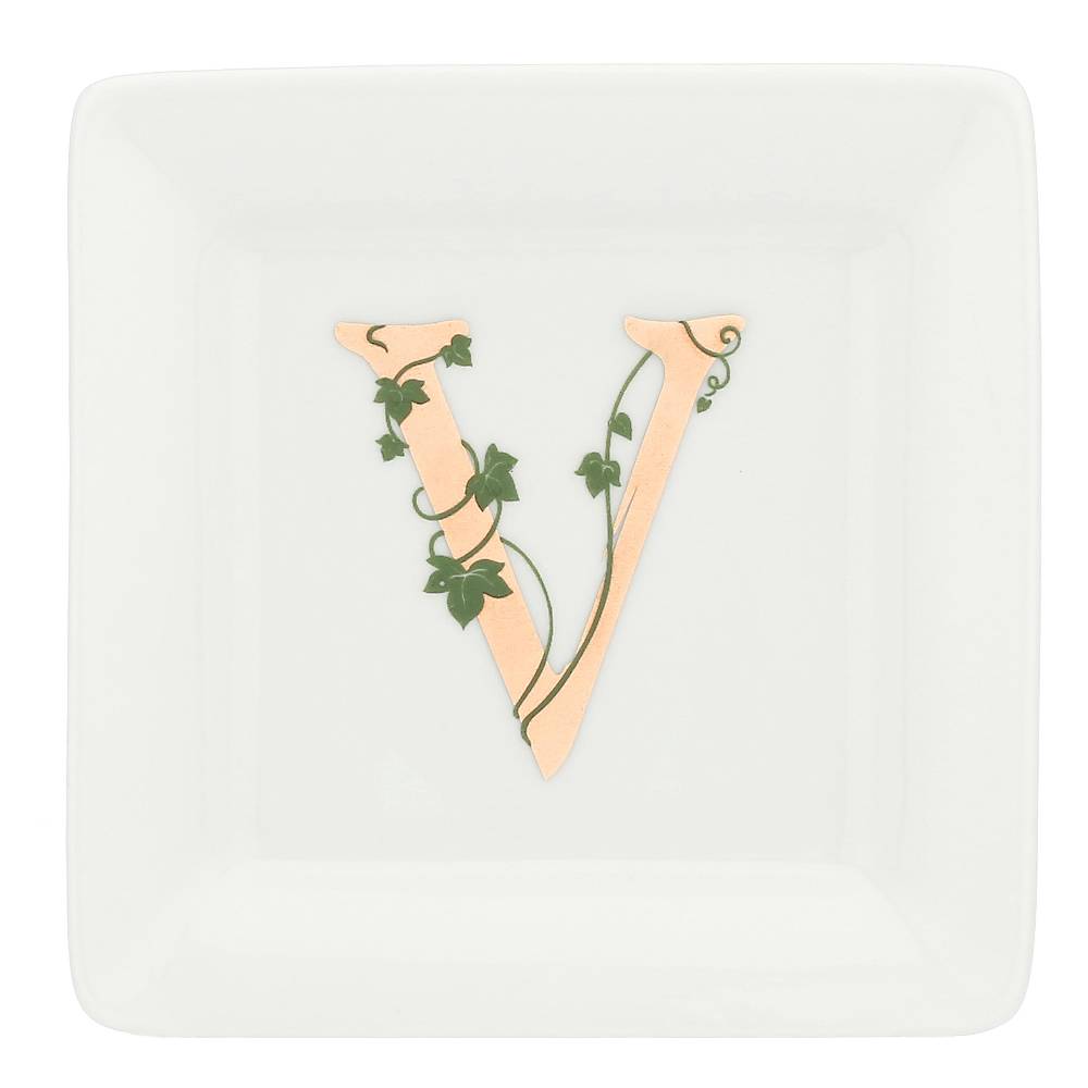 La Porcellana Bianca Gift box Piattino Quadrato con lettera 'V' Adorato