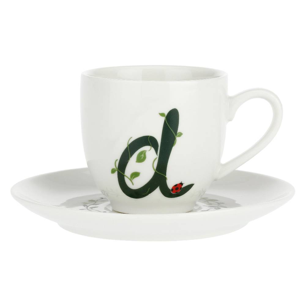 La Porcellana Bianca Gift Box Tazza Caffè con piattino Lettera 'D' Solotua