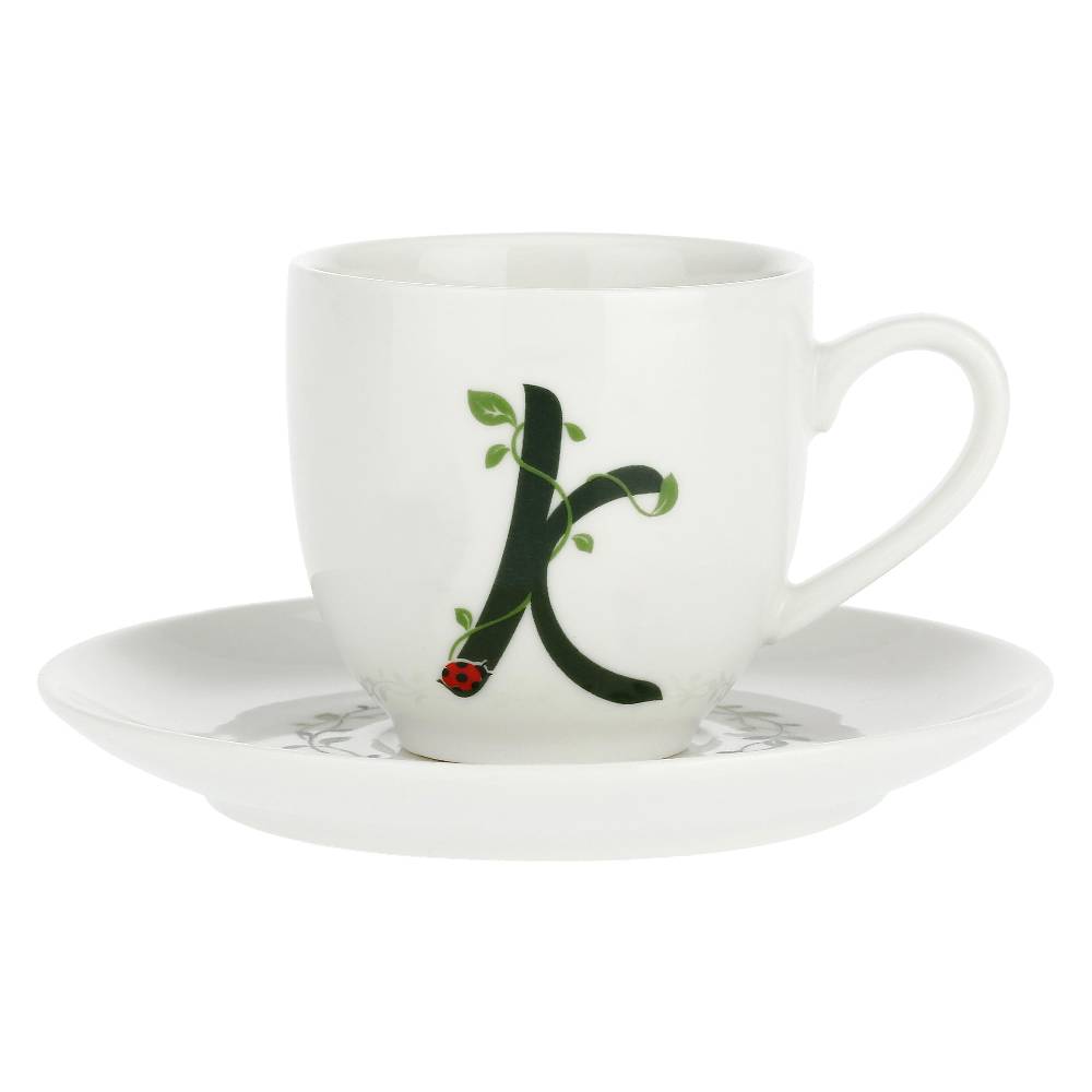 La Porcellana Bianca Gift Box Tazza Caffè con piattino Lettera 'K' Solotua