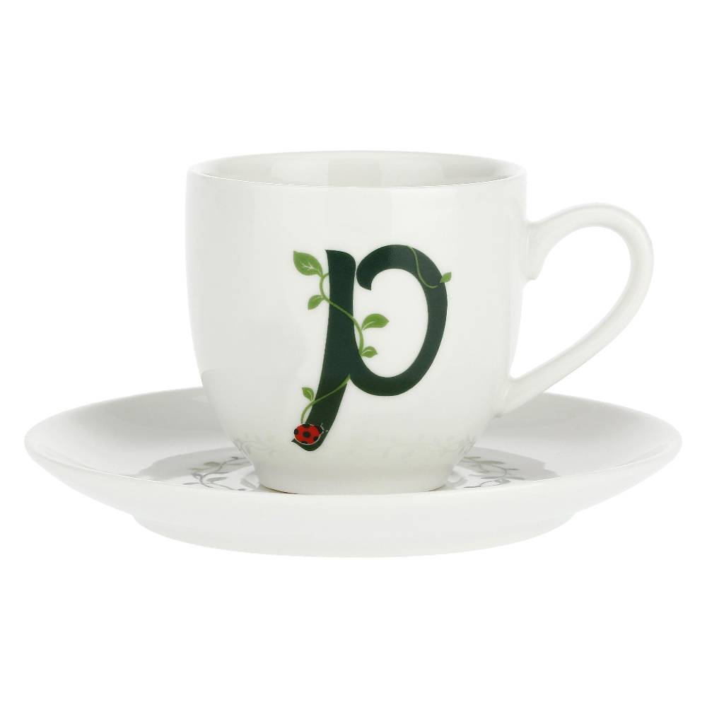 La Porcellana Bianca Gift Box Tazza Caffè con piattino Lettera 'P' Solotua