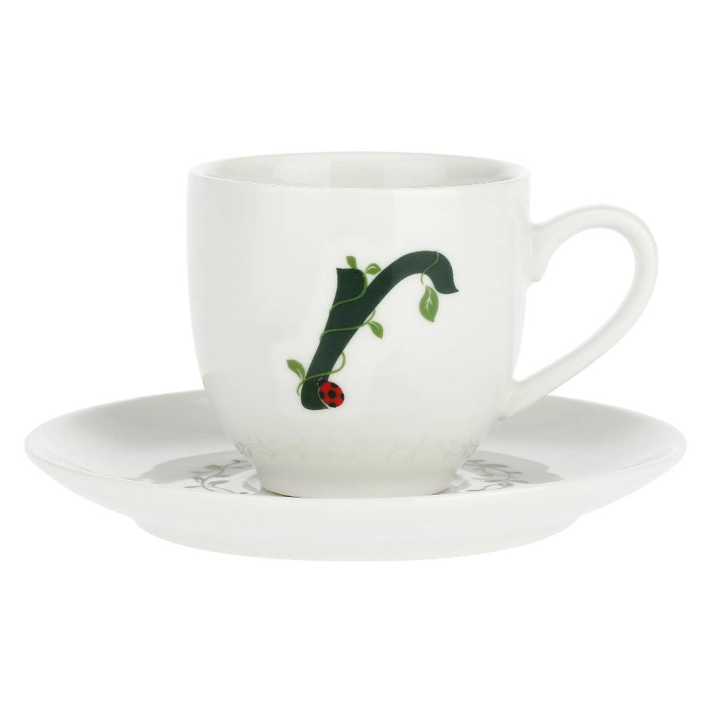 La Porcellana Bianca Gift Box Tazza Caffè con piattino Lettera 'R' Solotua