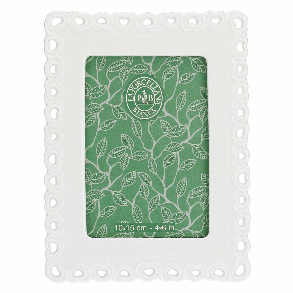 La Porcellana Bianca Portafoto Rettangolare Traforato 10x15 Valentino