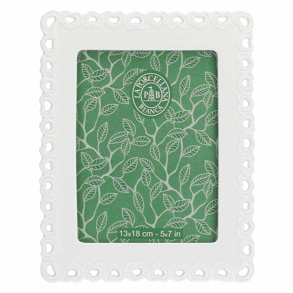 La Porcellana Bianca Portafoto Rettangolare Traforato 13x18 Valentino