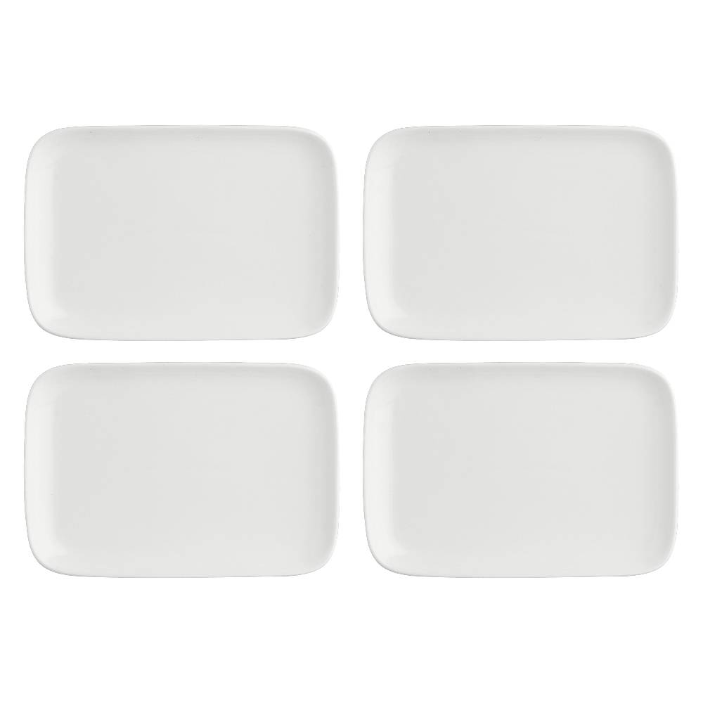 La Porcellana Bianca Set 4 Piatti Rettangolari 30x22x2,1 Cm Essenziale New Age