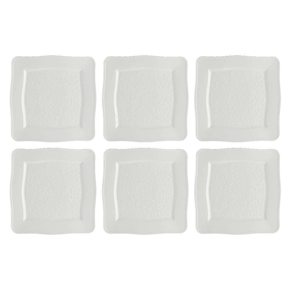 La Porcellana Bianca Set 6 Piatti Quadrati 26,5x26,5 Florentina