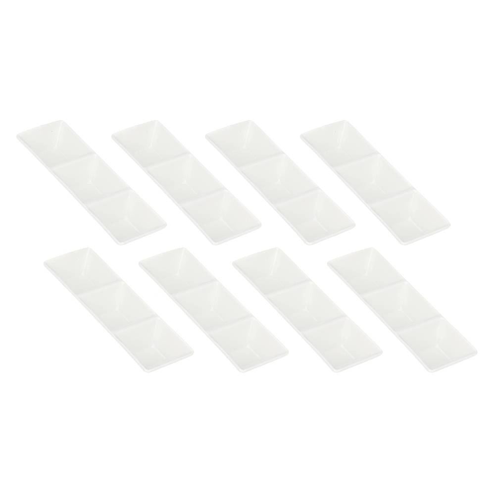 La Porcellana Bianca Set 8 Antipastiere Rettangolari A 3 Scomparti Convivio