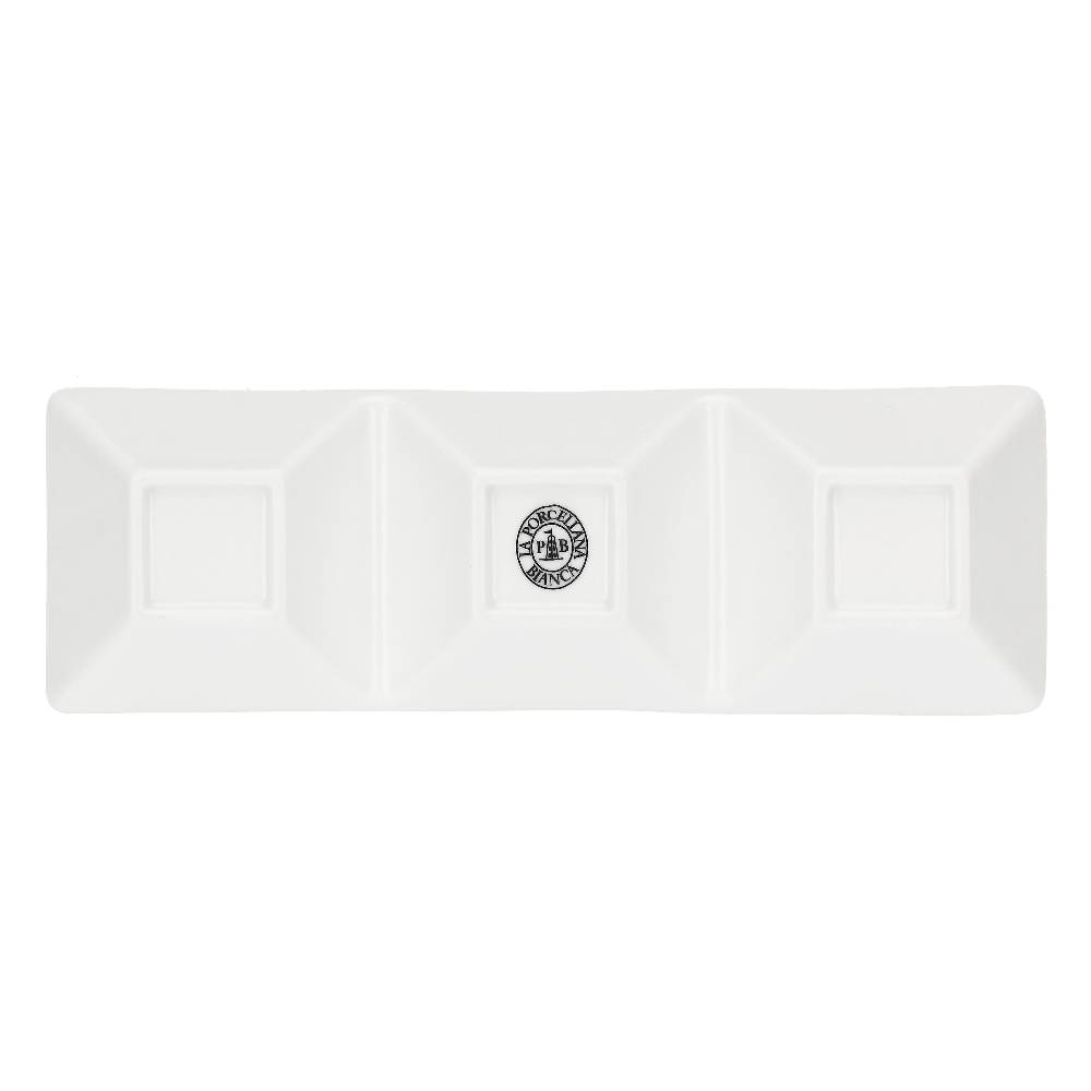 La Porcellana Bianca Set 8 Antipastiere Rettangolari a 3 scomparti Convivio