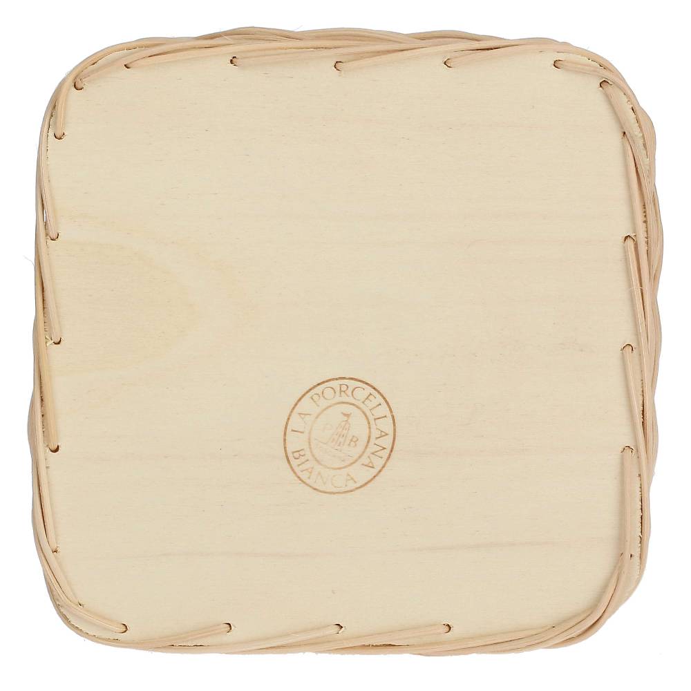 La Porcellana Bianca Supporto Menage Vassoio Quadrato 16,5x16,5 Cm Midollino