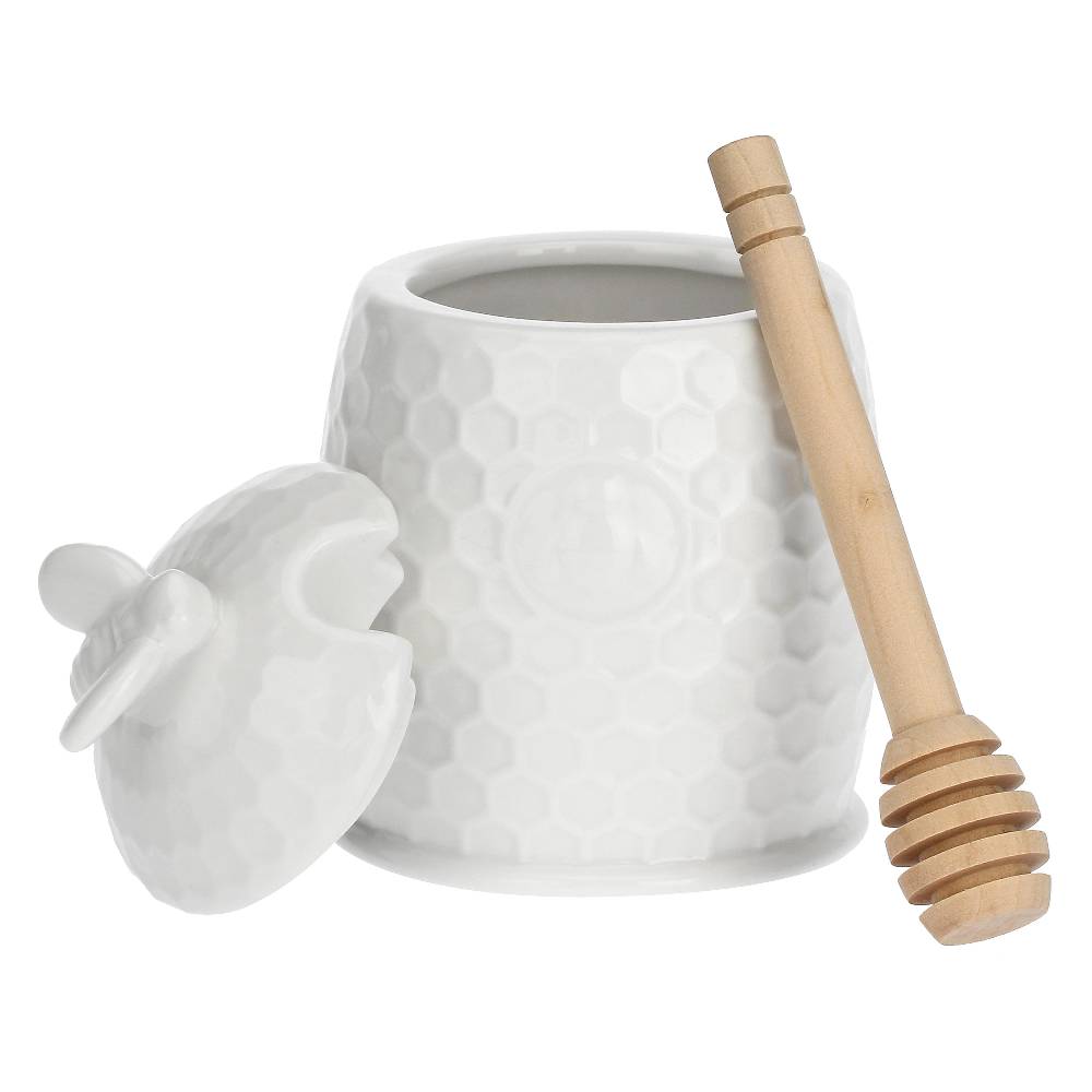 La Porcellana Bianca Vasetto Miele Con Servimiele Aperegina