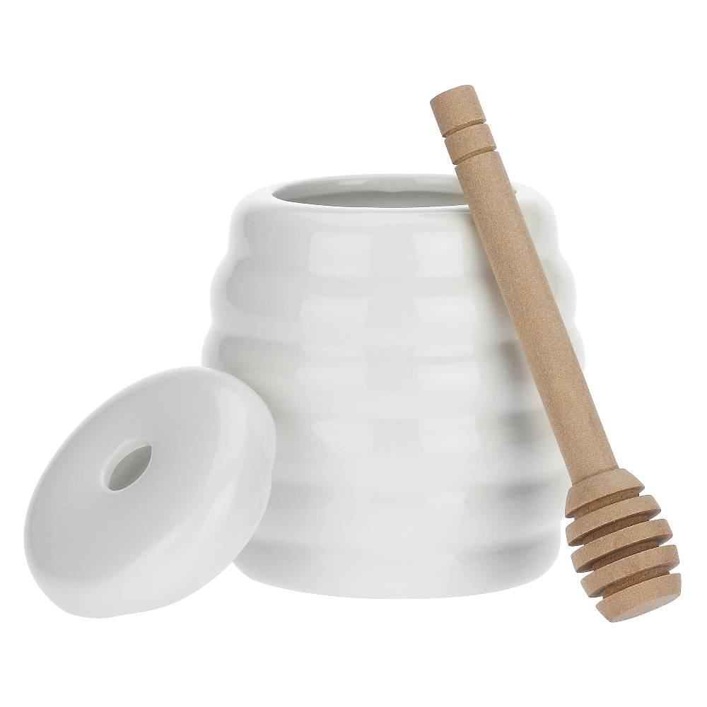 La Porcellana Bianca Vasetto Miele Con Servimiele Menage