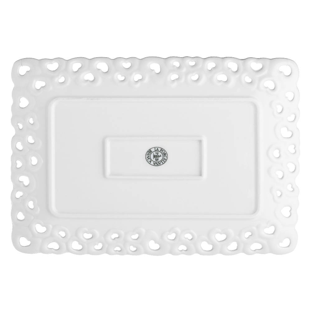 La Porcellana Bianca Vassoio Traforato 31x22 Cm Valentino