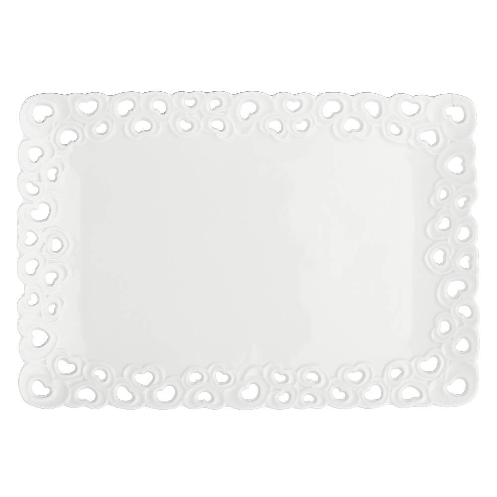 La Porcellana Bianca Vassoio Traforato 31x22 cm Valentino