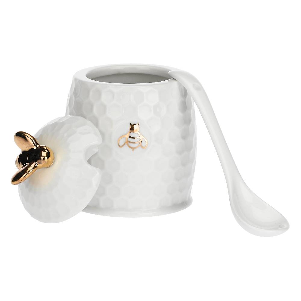 La Porcellana Bianca Zuccheriera Con Cucchiaino Aperegina Oro