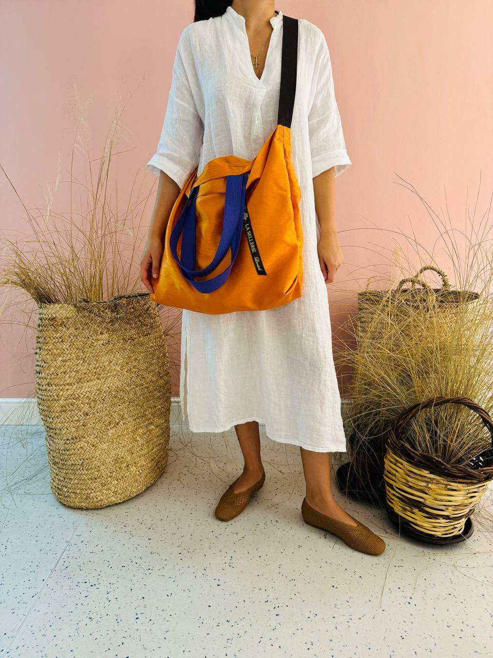 La Sellerie POP BAG Shantung Arancio