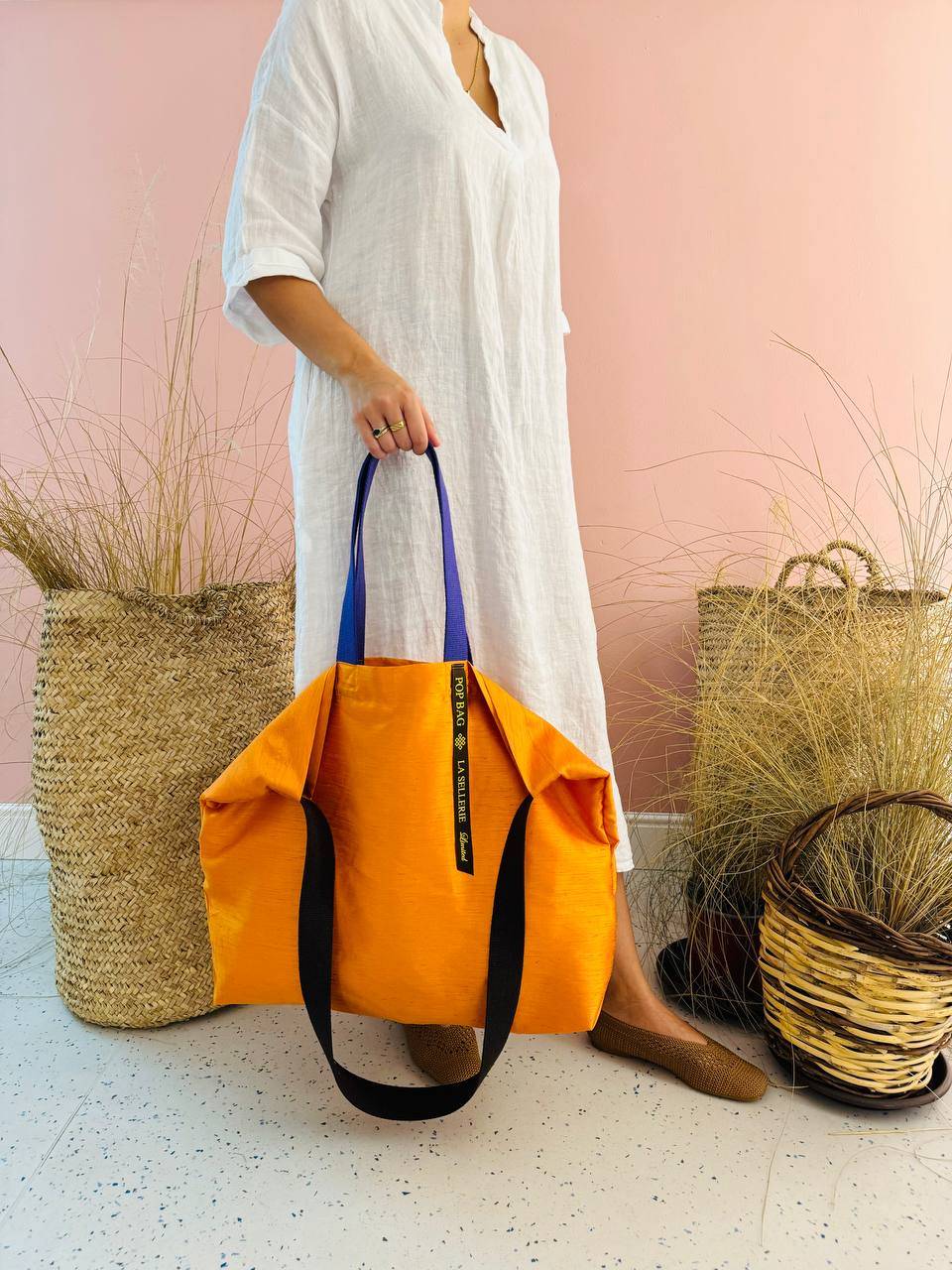 La Sellerie POP BAG Shantung Arancio