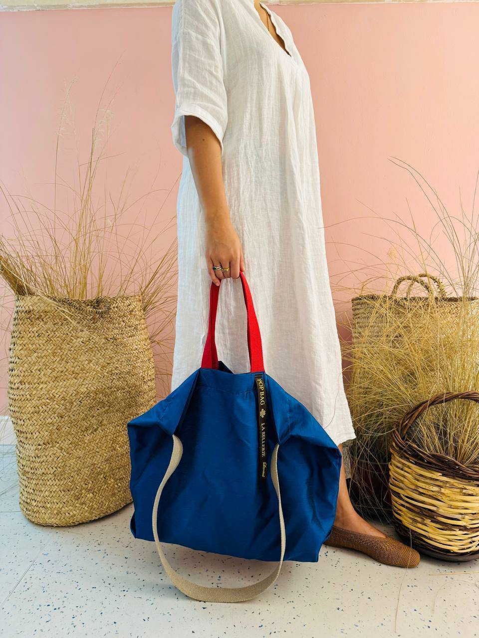 La Sellerie POP BAG Shantung blu