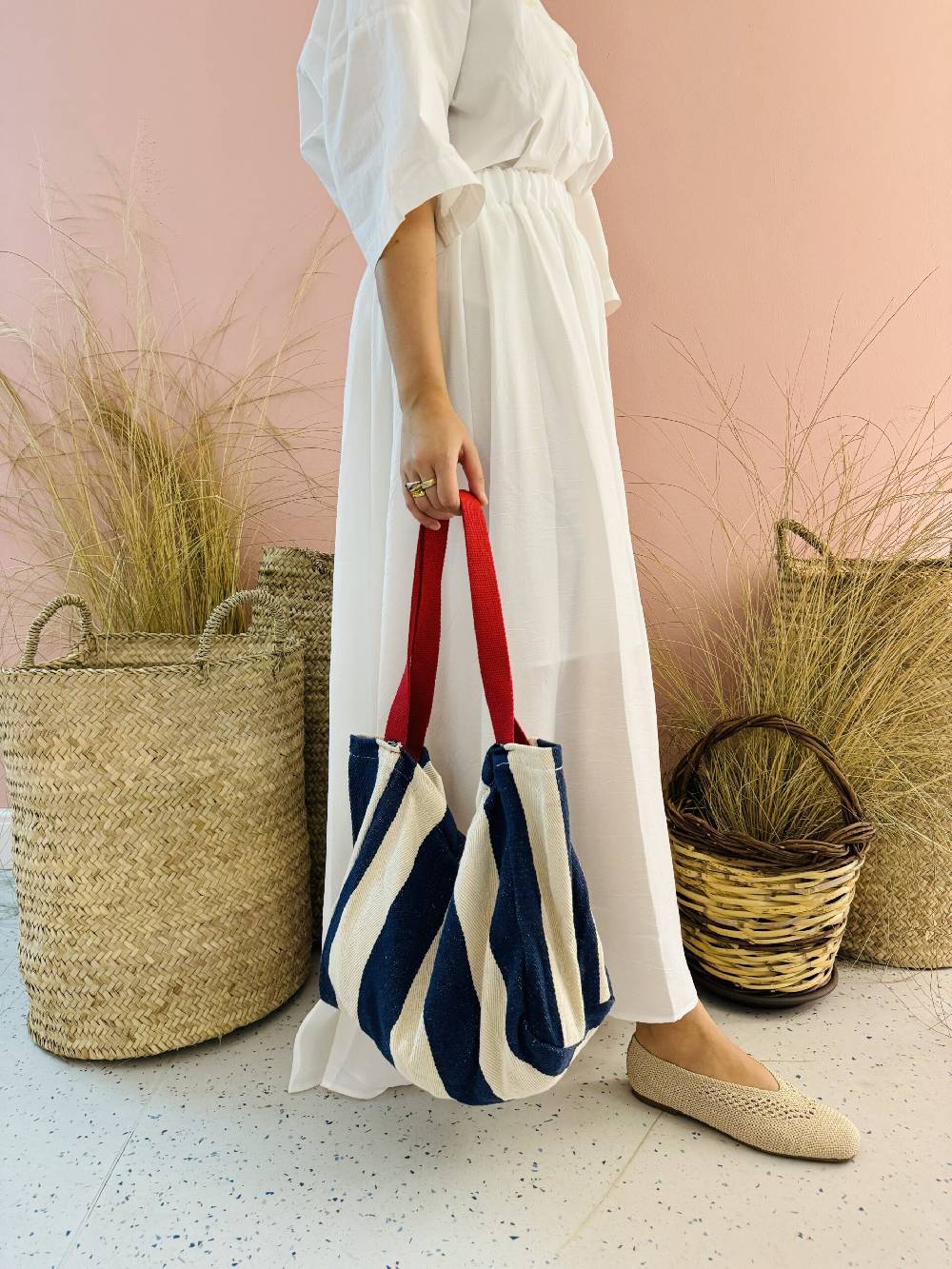 La Sellerie Portofino Bag Blu Righe Larghe