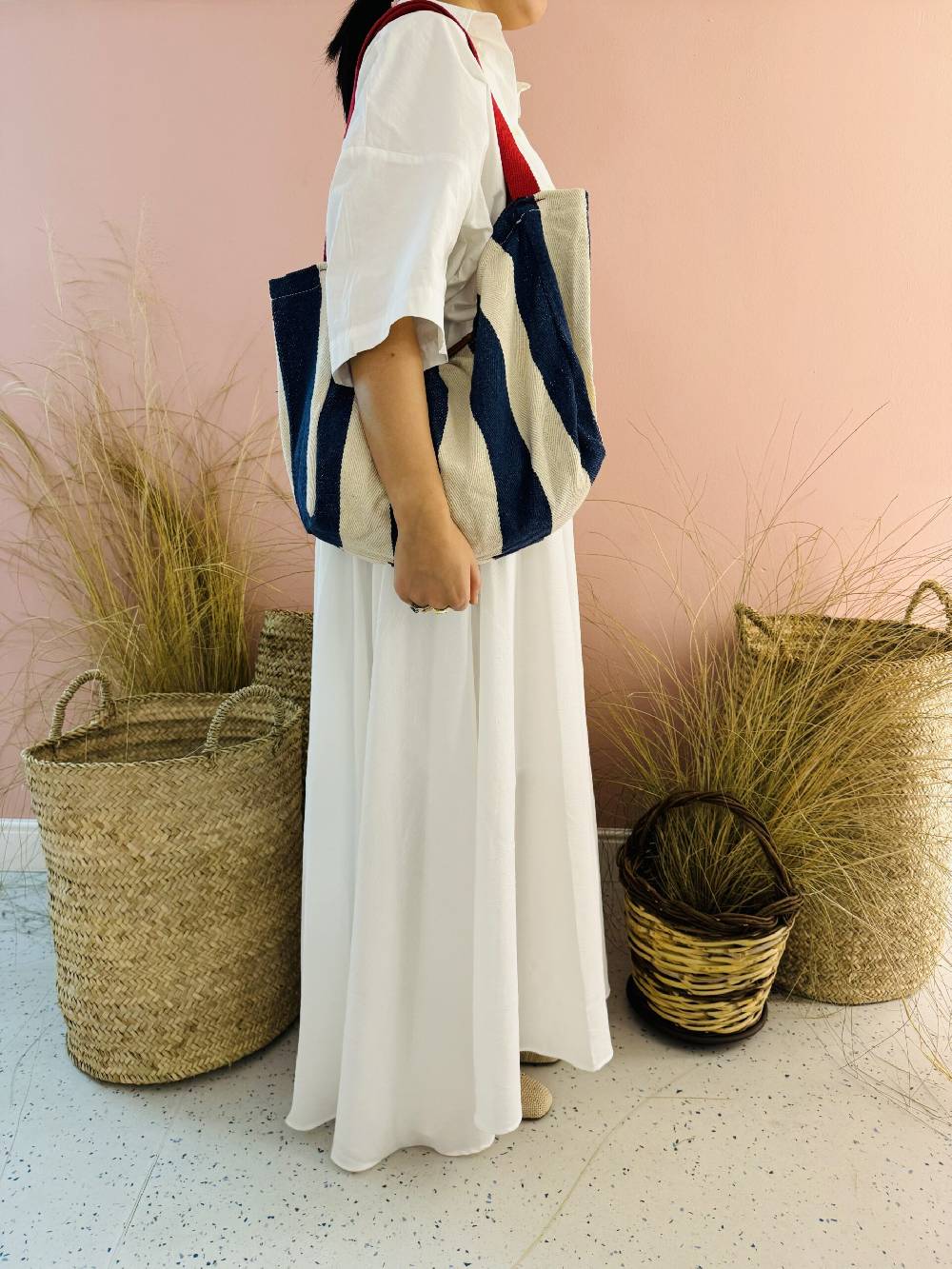 La Sellerie Portofino Bag Blu Righe Larghe