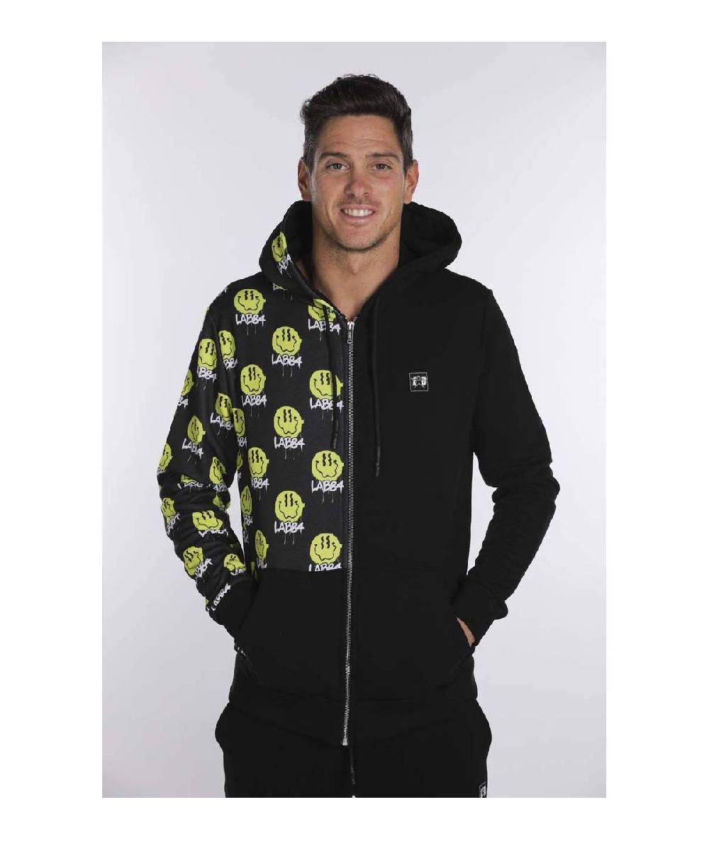 Lab84 FELPA C/CAPPUCCIO ZIP BICOLOR