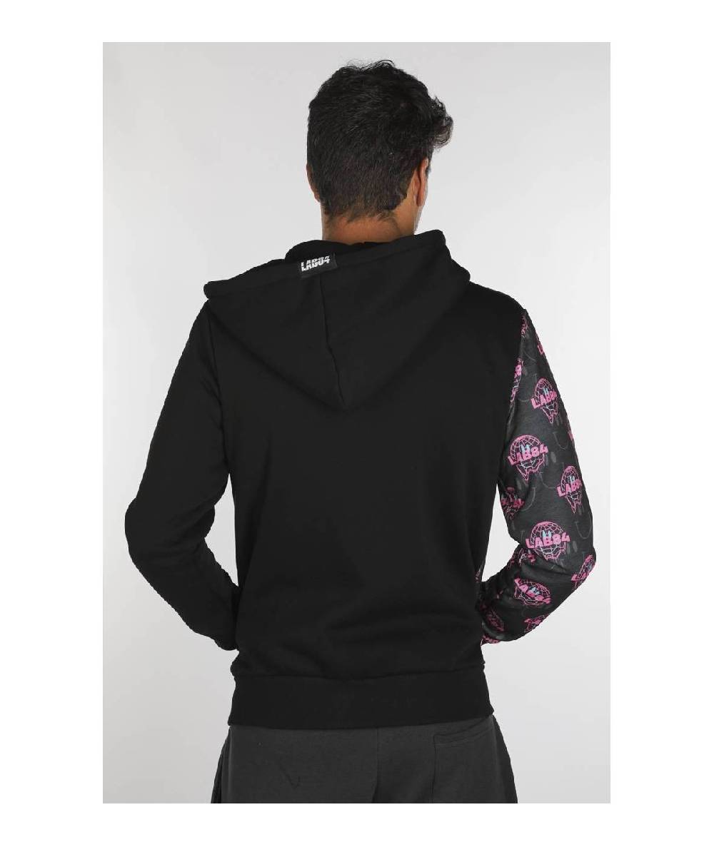 Lab84 FELPA C/CAPPUCCIO ZIP BICOLOR