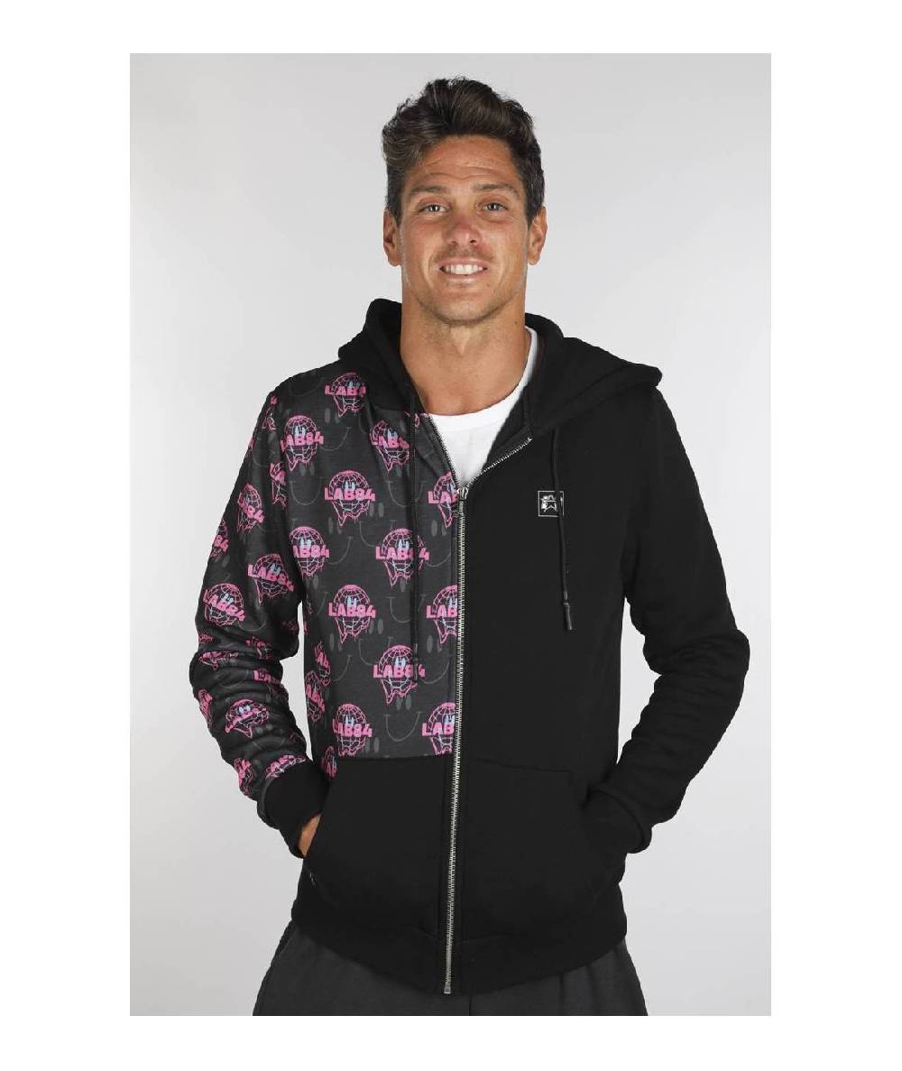 Lab84 FELPA C/CAPPUCCIO ZIP BICOLOR