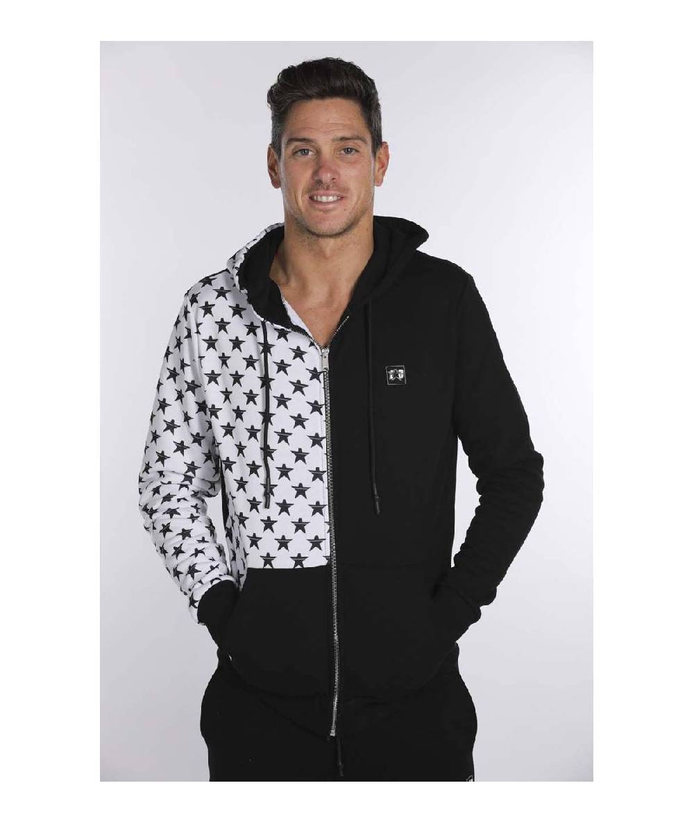 Lab84 FELPA C/CAPPUCCIO ZIP BICOLOR