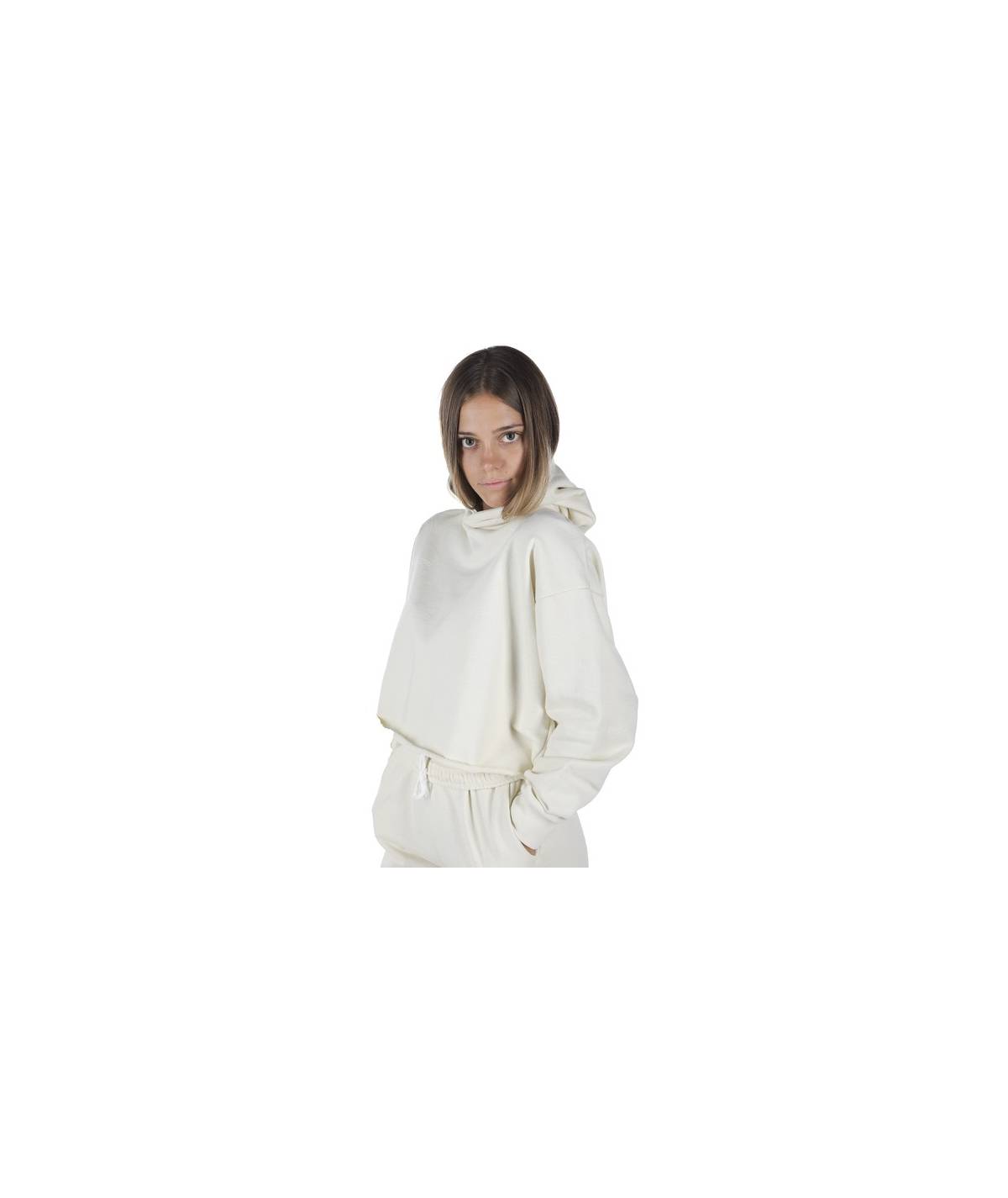 Lab84 FELPA CROP TOP CAPPUCCIO