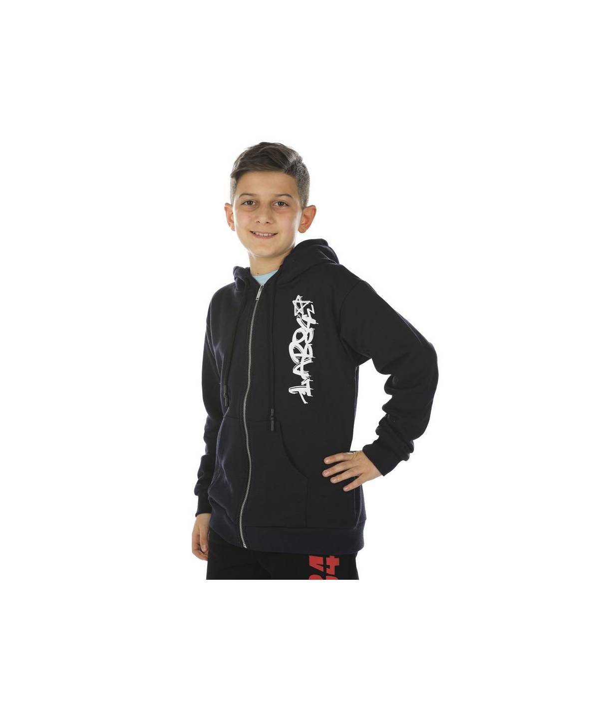 Lab84 FELPA ZIP CAPPUCCIO E MARSUPIO