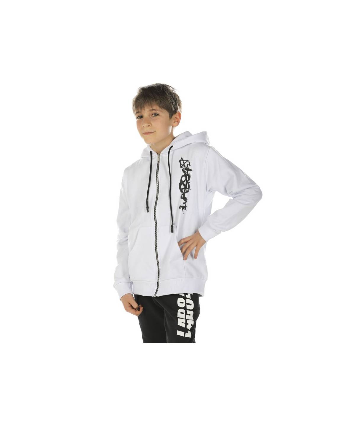 Lab84 FELPA ZIP CAPPUCCIO E MARSUPIO